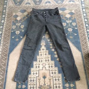 Levi 501s, Faded Black/Grey, High Waist, Button Fly, Size 27, Inseam 32